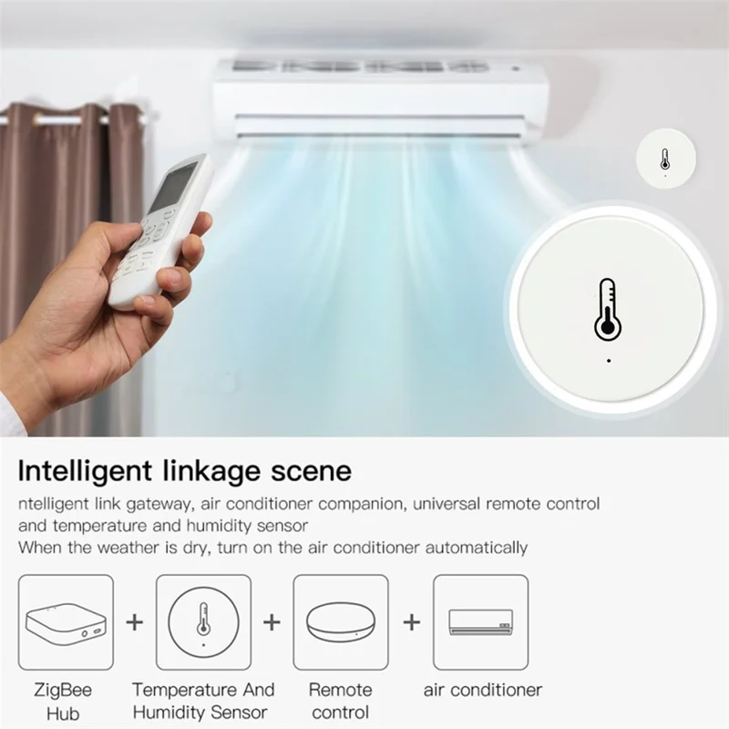 HS06 Tuya Zigbee Round Temperature Humidity Sensor Smart Home Indoor Thermometer Detector