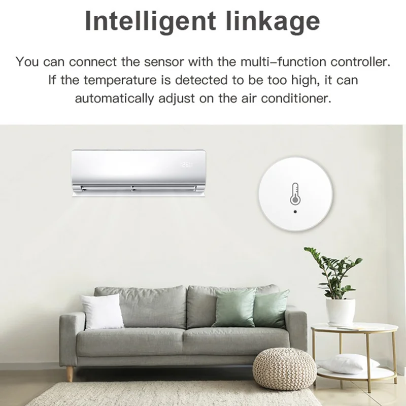 HS06 Tuya Zigbee Round Temperature Humidity Sensor Smart Home Indoor Thermometer Detector