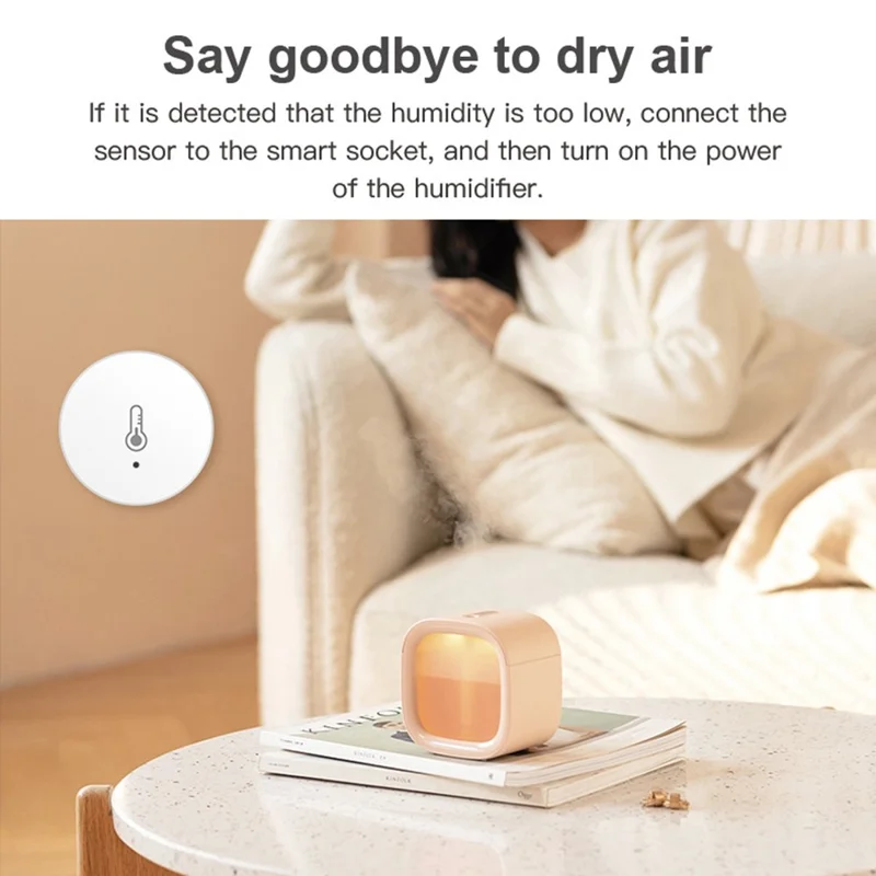 HS06 Tuya Zigbee Round Temperature Humidity Sensor Smart Home Indoor Thermometer Detector