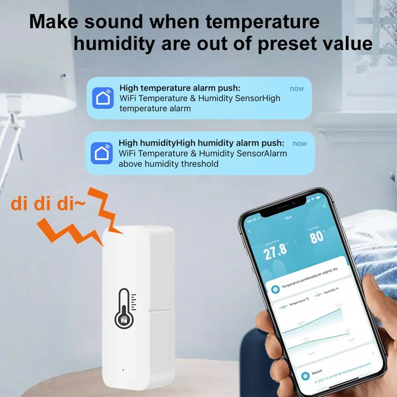 HS07 Zigbee / WiFi Smart Temperature Humidity Sensor Wireless Thermometer Compatible With Alexa Google Home - WiFi