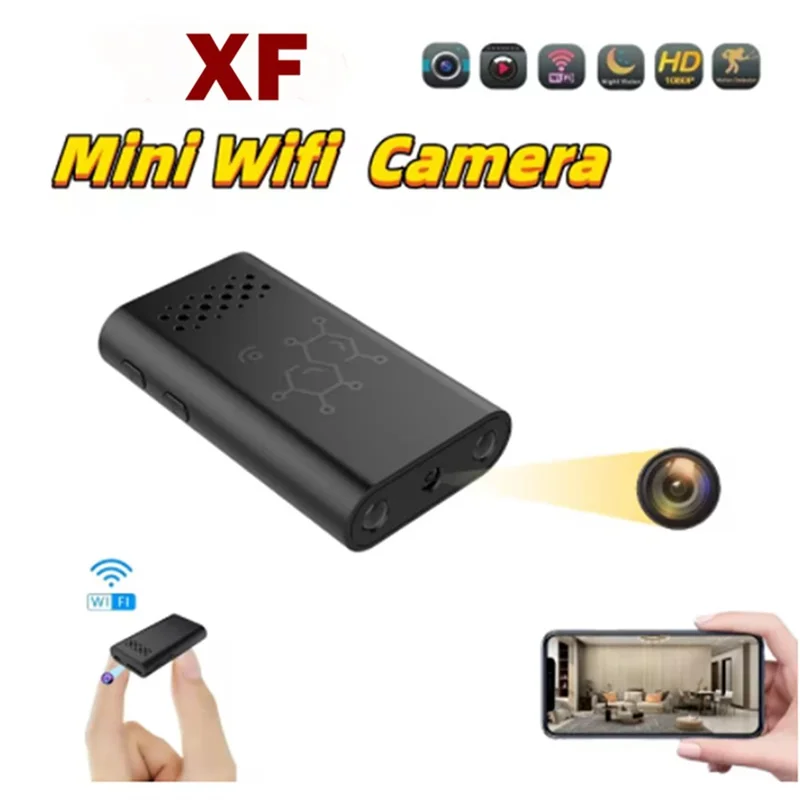 XF Mini Caméra de Sécurité sans Fil WiFi pour Maison Haute Définition Vision Nocturne Surveillance à Distance Compatible Android iOS