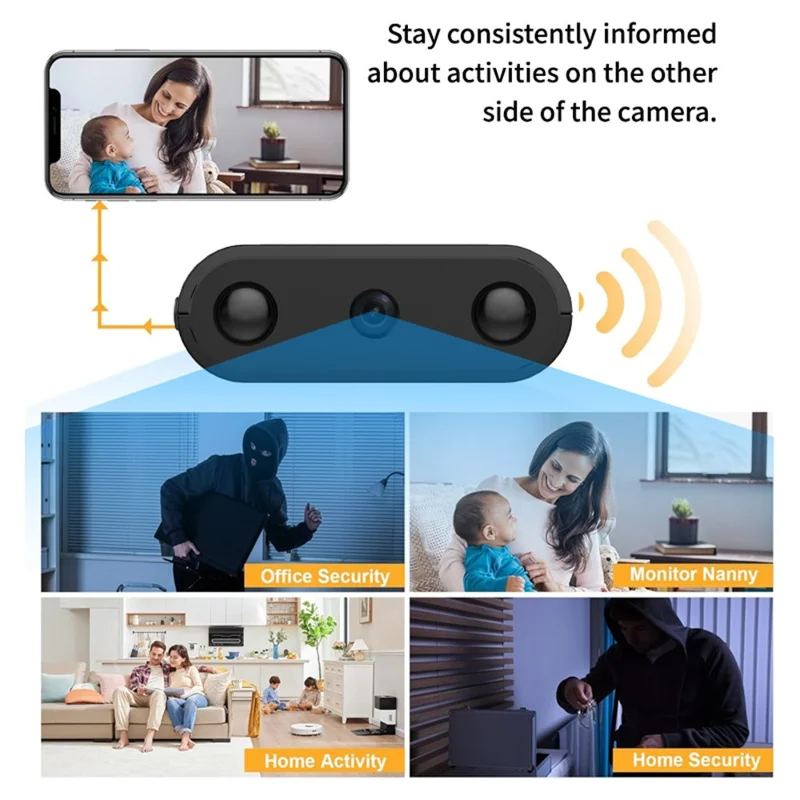 XF Mini Caméra de Sécurité sans Fil WiFi pour Maison Haute Définition Vision Nocturne Surveillance à Distance Compatible Android iOS