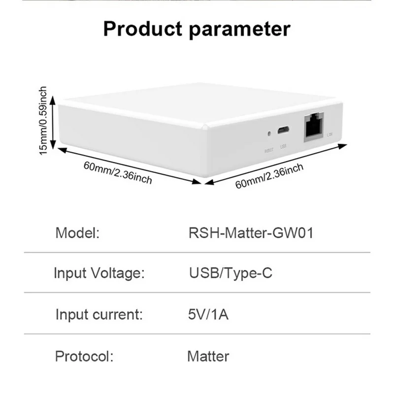 GW01 Tuya Smart Home Gateway Matter Protocol Multi-Mode Wired Hub for Zigbee Thread Network Central Control