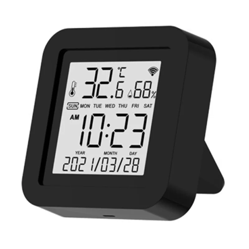 TH02 Smart Infrared WiFi Digital Thermometer Hygrometer Wireless Temperature Sensor - Black 24H