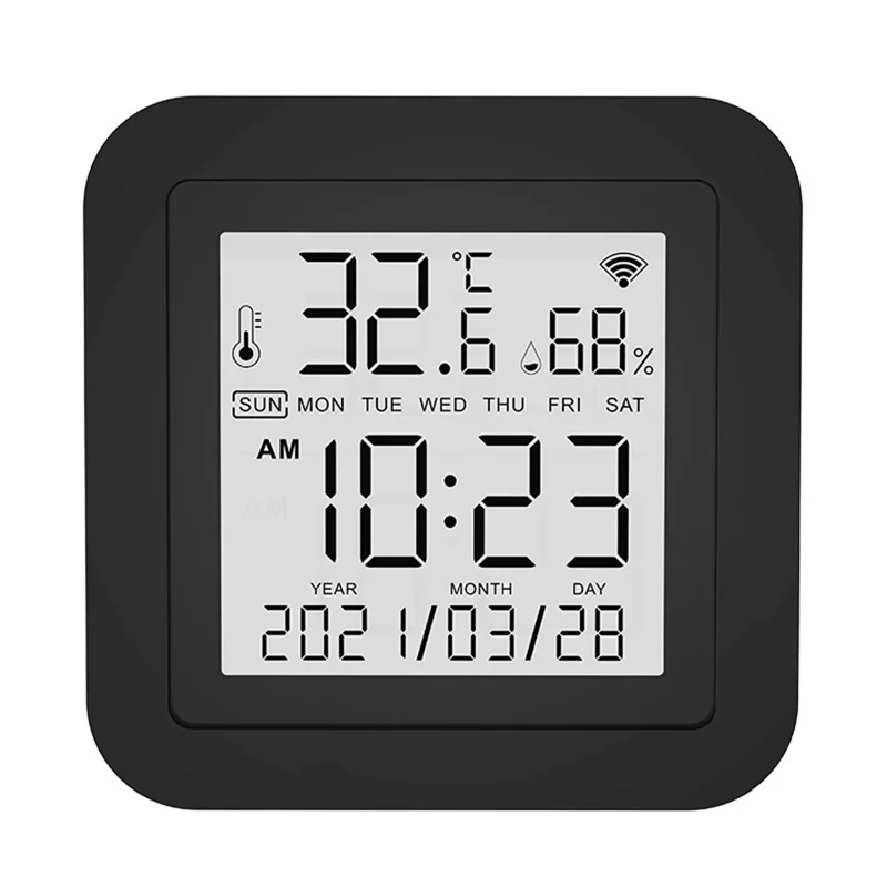 TH02 Smart Infrared WiFi Digital Thermometer Hygrometer Wireless Temperature Sensor - Black 24H