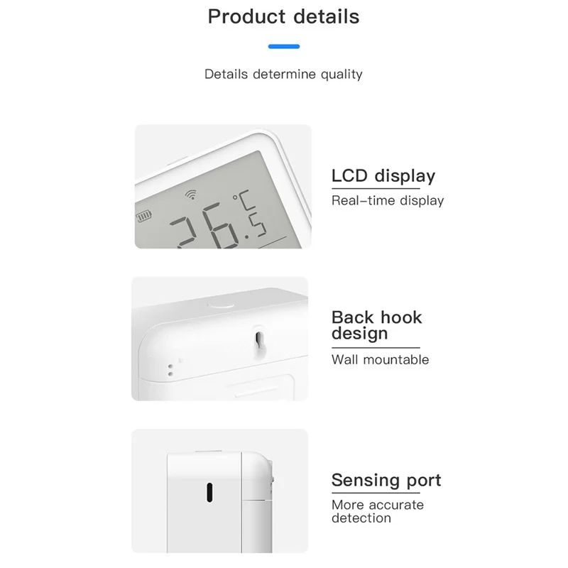 Détecteur de température et d'humidité WiFi TH03 - Thermomètre et hygromètre intérieur sans fil