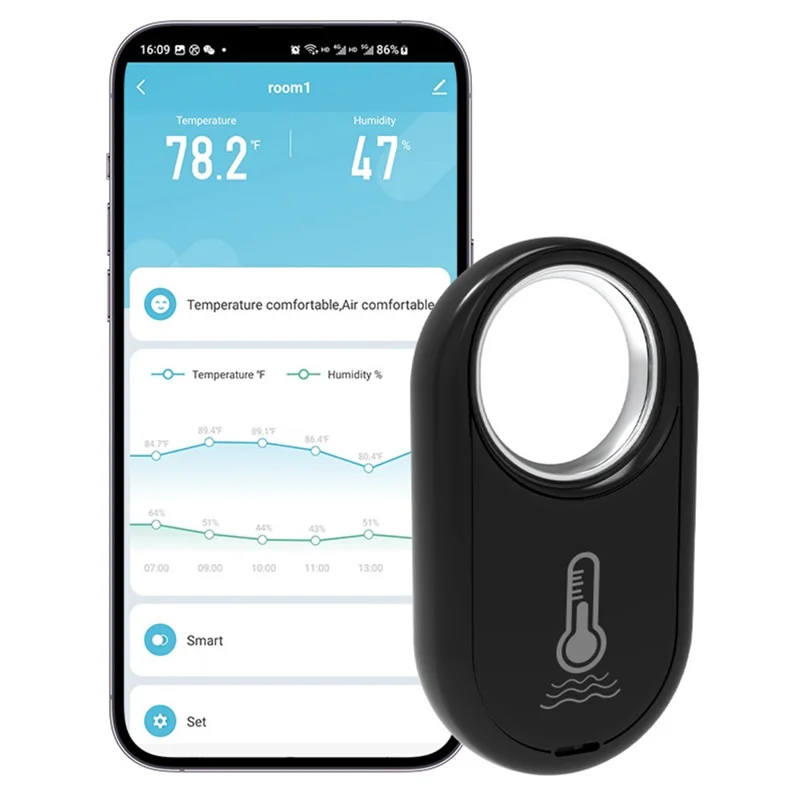 HS09 Wireless Bluetooth-Compatible Temperature Humidity Sensor Smart Digital Thermometer Hygrometer