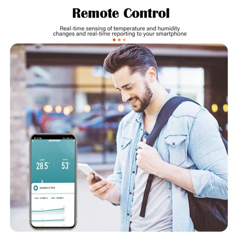 TH10 Smart Wireless Temperatur- und Luftfeuchtigkeitssensor mit Aktualisierungstaste für Smart Home Fernüberwachung - WiFi-Version