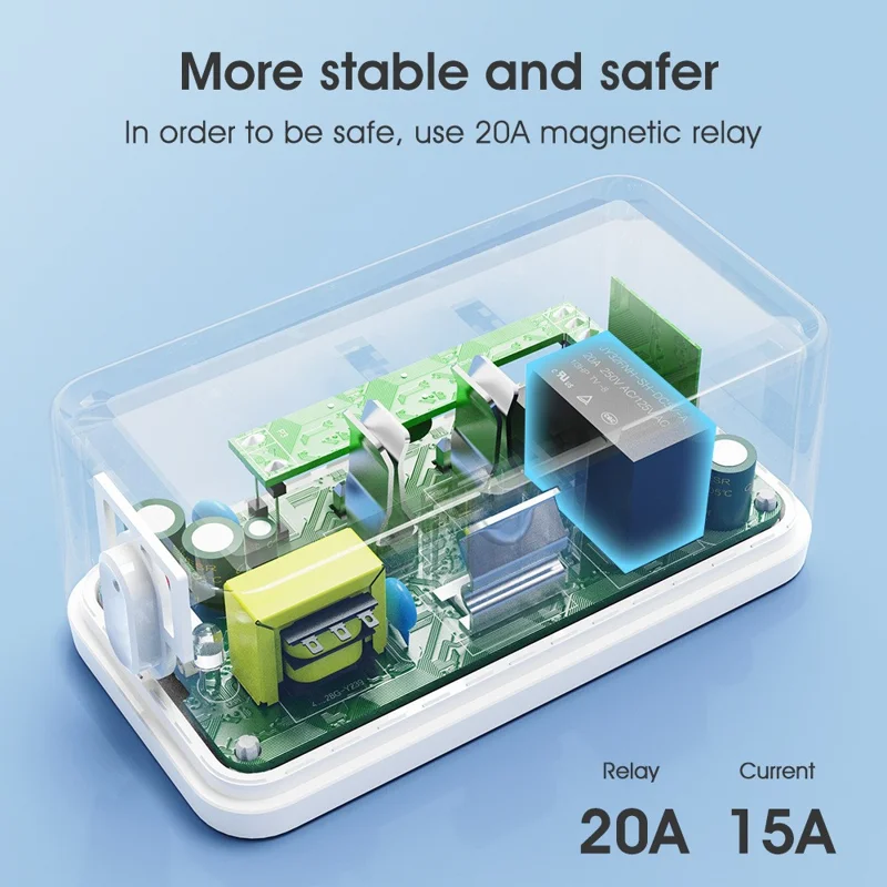 3300W US Plug Tuya WiFi Smart Socket with Energy Monitoring Remote Control APP Voice Timer Switch