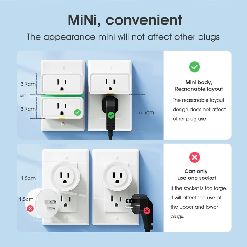 3300W US Plug Tuya WiFi Smart Socket with Energy Monitoring Remote Control APP Voice Timer Switch