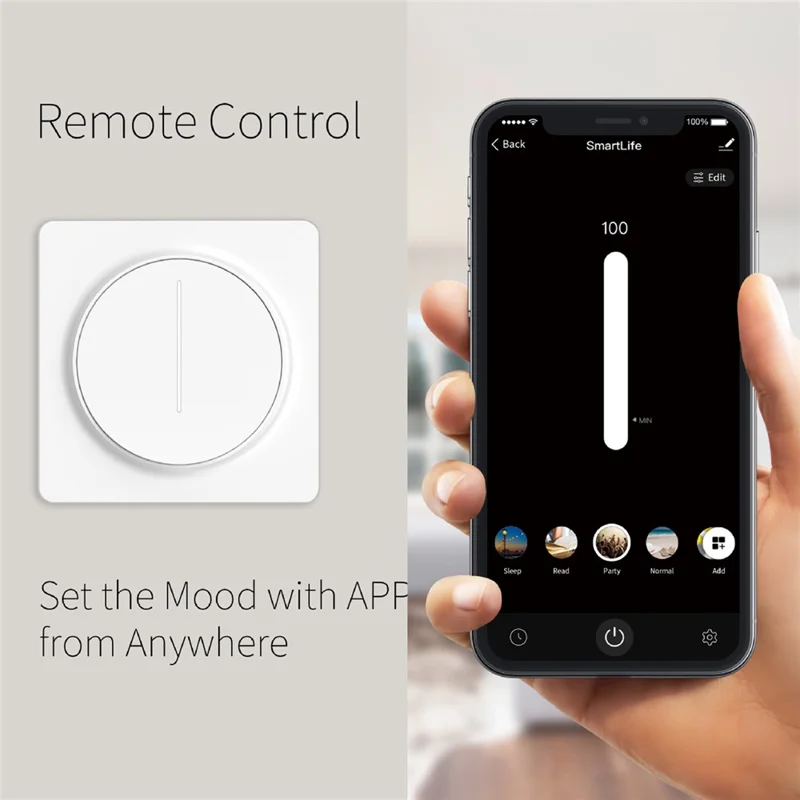SD02 Tuya Zigbee Wall-Mounted Wireless Dimmer Switch Stepless Light Touch Control Smart Panel, EU Standard
