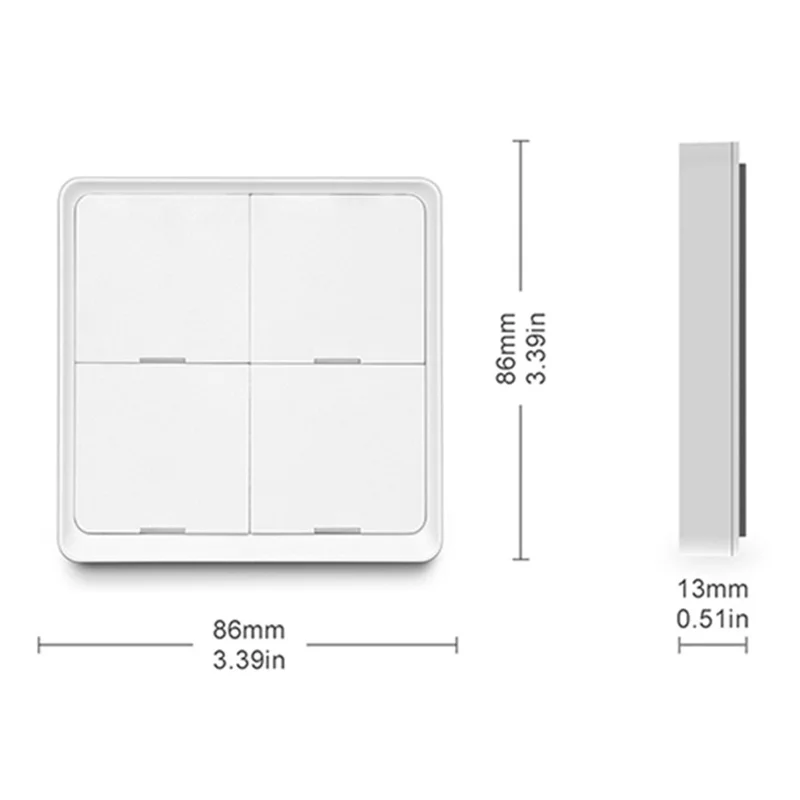 SC04 Painel de Interruptor Inteligente Sem Fio Zigbee de 4 Canais para Controle Remoto de Cenas Programáveis