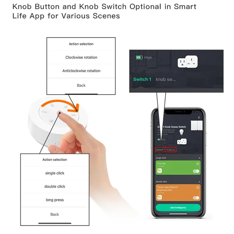 SC20 Botão de Cena Inteligente Interruptor Sem Fio Zigbee Controle Remoto para Iluminação Domótica Dimmer / Configuração de Cena