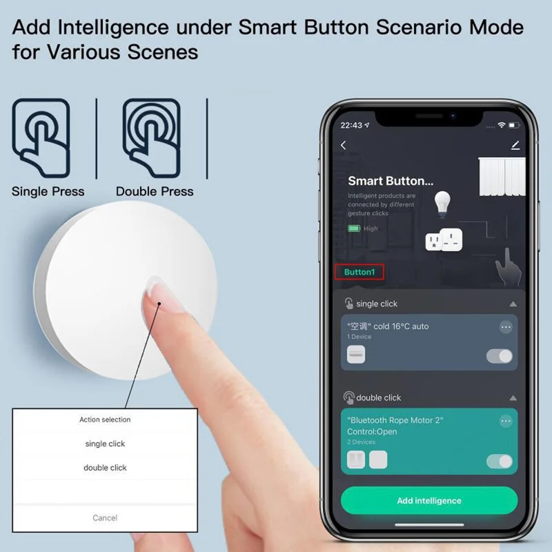 SC021 Smart Home Zigbee One-Click Scene Switch Wireless Control Light Management Panel - Yellow