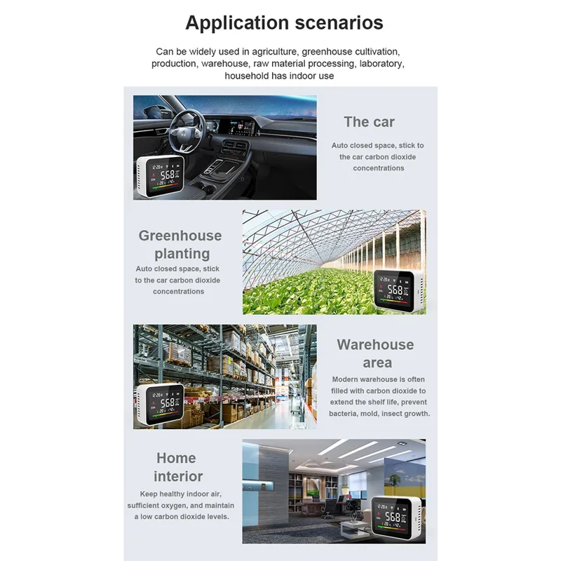 Détecteur de dioxyde de carbone intelligent CO2V1 Tuya WiFi Moniteur de qualité de l'air Capteur de température et d'humidité