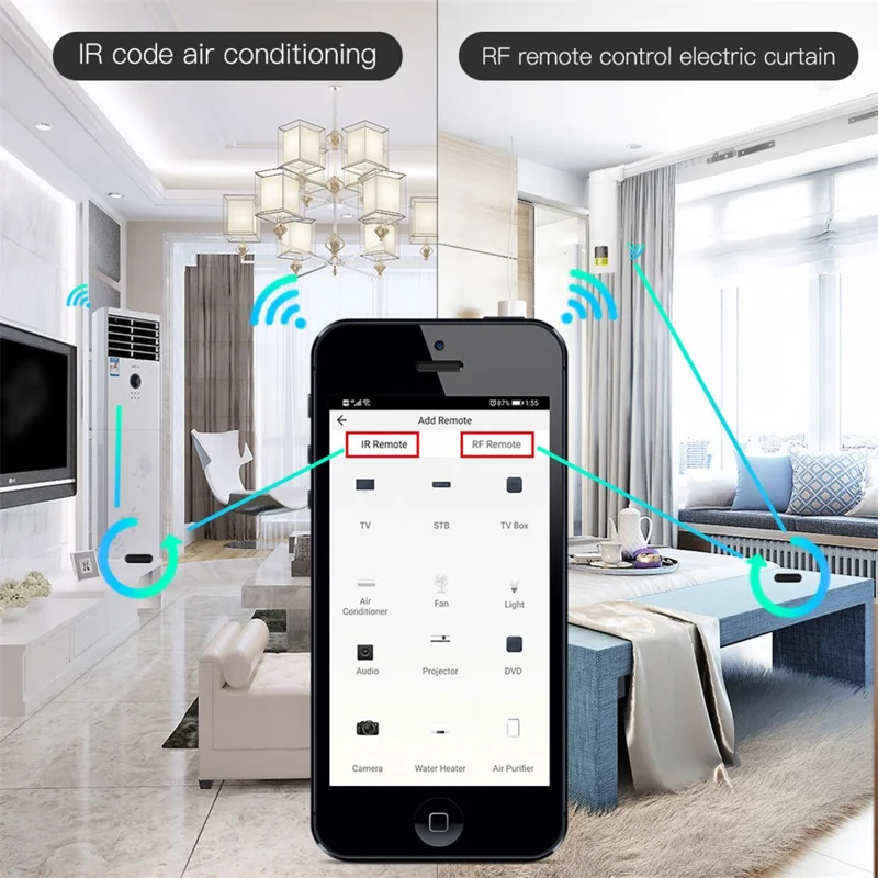 IR11 WiFi Smart Universal Remote Control IR RF Learning Voice Control Smart Home RF433 Infrared Radio Frequency Controller