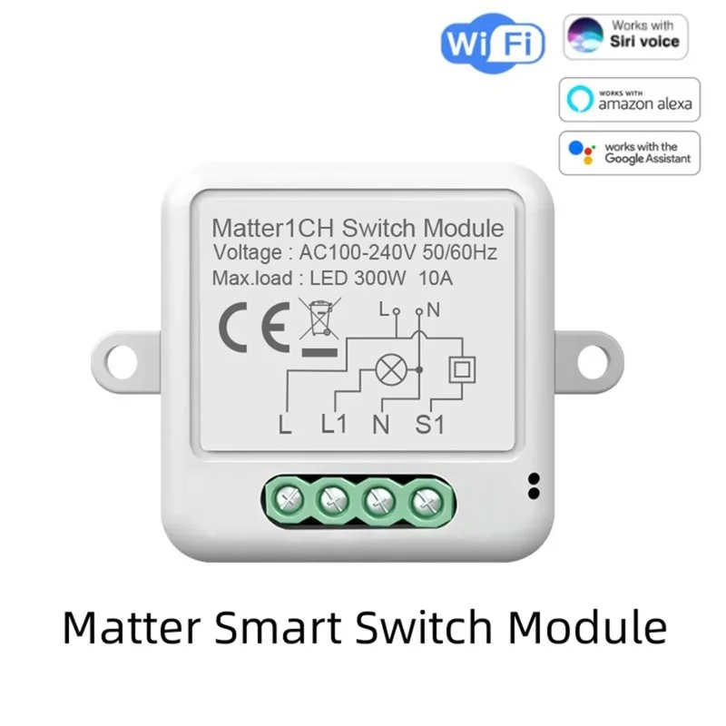 SB01 Matter 1-Kanal Smart Switch WLAN Drahtlos Verdeckt Homekit Sprachsteuerung Schalter