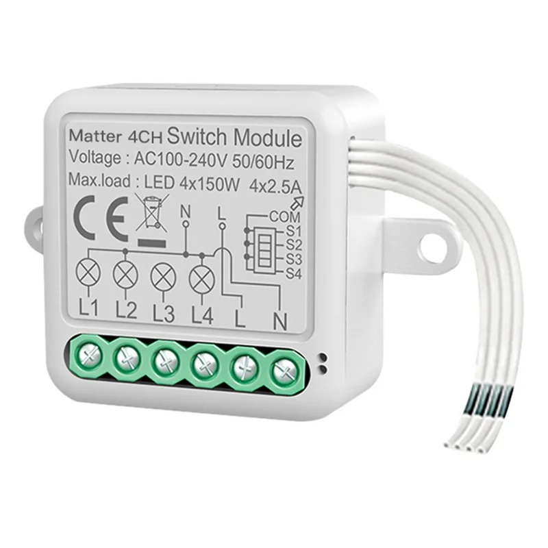 Matter SB04 für Homekit 4-Kanal WiFi Smart Switch Modul Drahtlose Sprachsteuerung Versteckte Fernbedienung