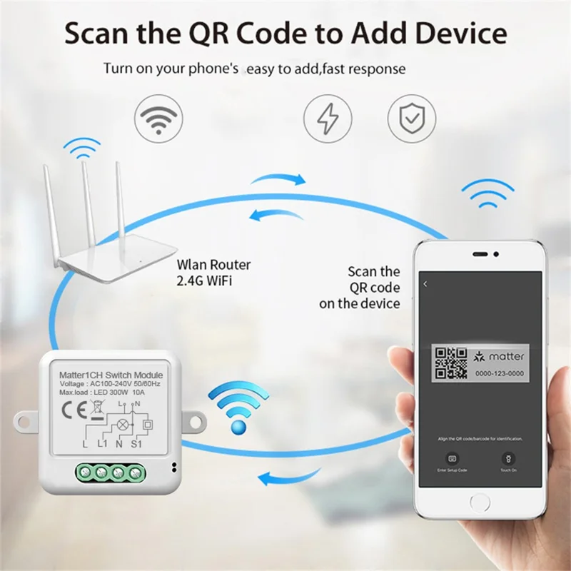 Matter SB04 für Homekit 4-Kanal WiFi Smart Switch Modul Drahtlose Sprachsteuerung Versteckte Fernbedienung