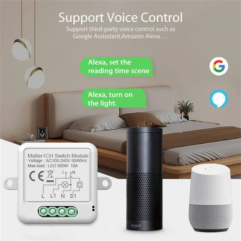 Matter SB04 für Homekit 4-Kanal WiFi Smart Switch Modul Drahtlose Sprachsteuerung Versteckte Fernbedienung