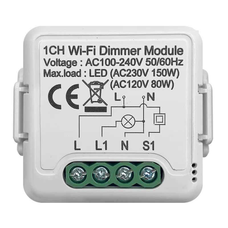 DM01 Module Interrupteur Intelligent WiFi 1 Gang avec Contrôle Vocal, Minuterie et Variateur pour Commande d'Éclairage à Distance