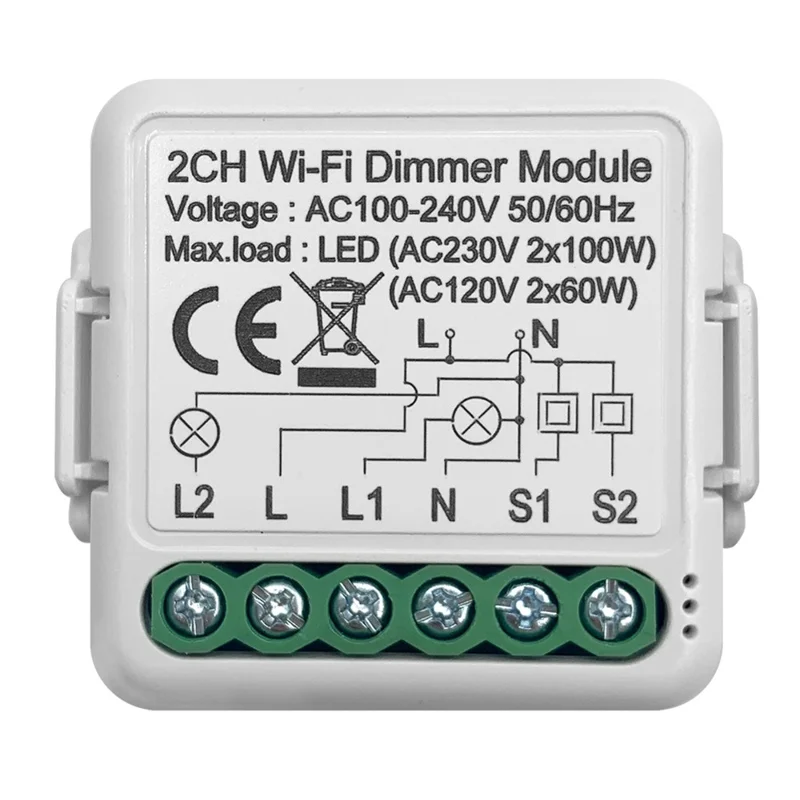 Interrupteur d'éclairage intelligent WiFi à 2 boutons Contrôle vocal Minuterie Gradateur Module Contrôleur d'éclairage à distance