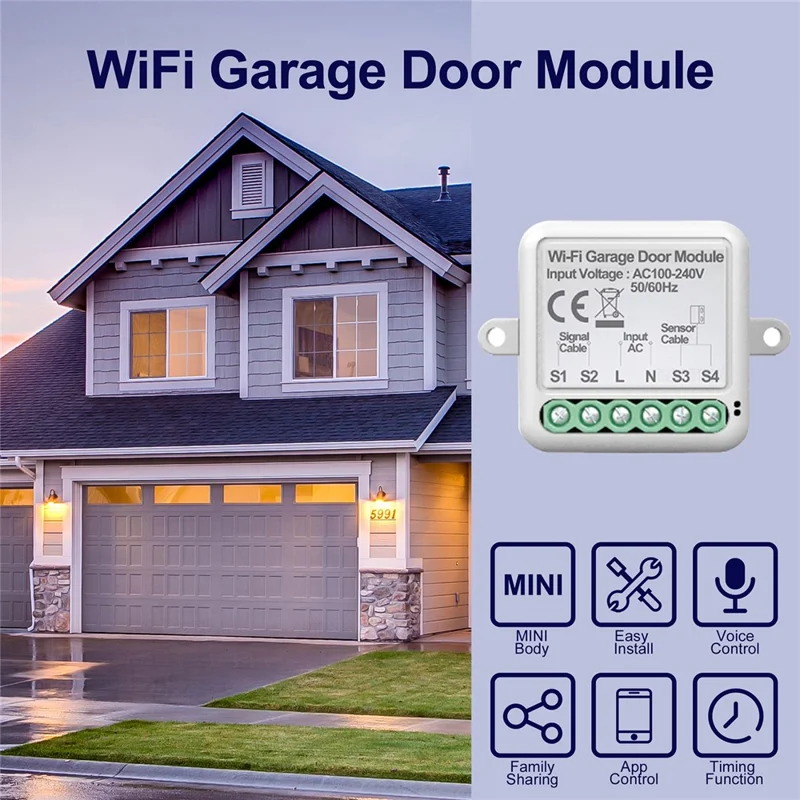 SB012 WiFi Garage Door Controller Voice Control Smart Roller Shutter Control Module Tuya Smart Life Compatible