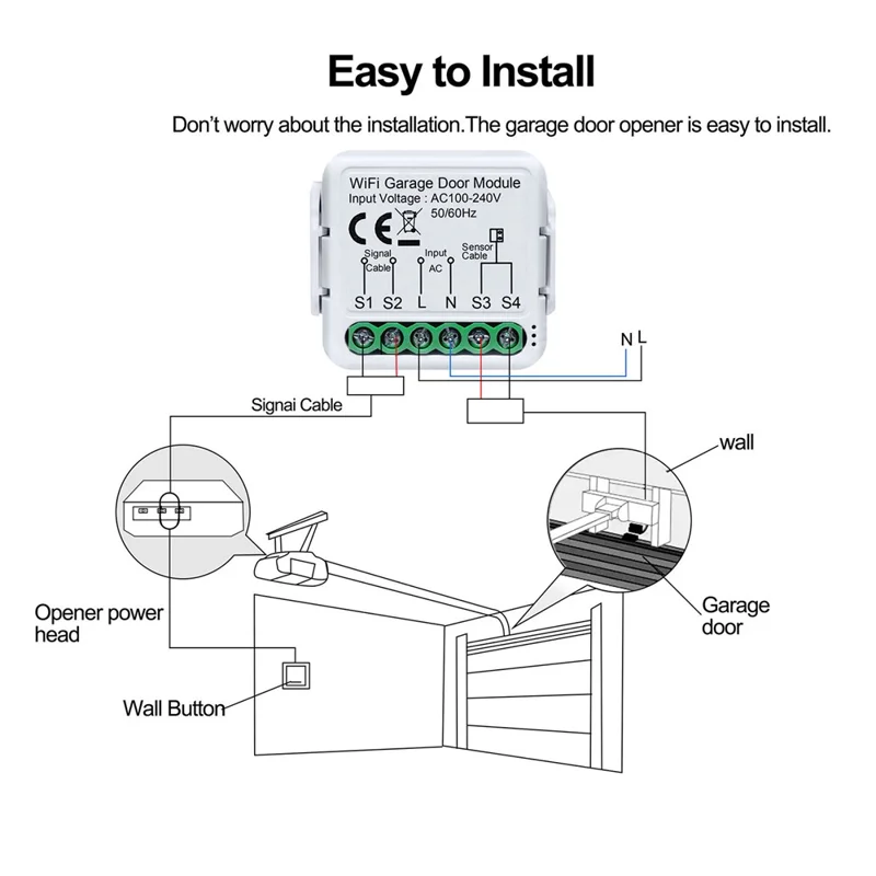 SB012 WiFi Garage Door Controller Voice Control Smart Roller Shutter Control Module Tuya Smart Life Compatible