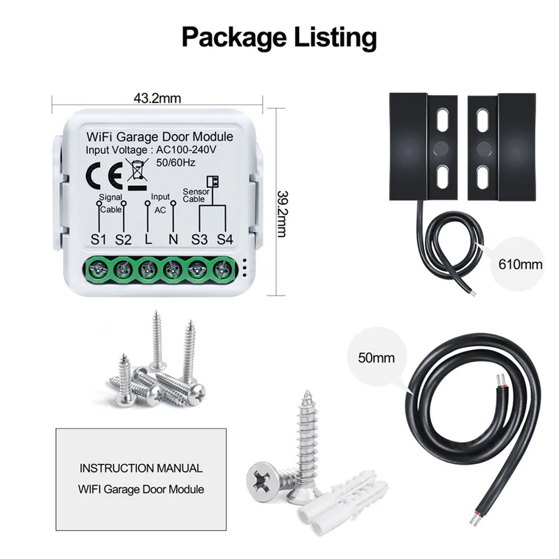 SB012 WiFi Garage Door Controller Voice Control Smart Roller Shutter Control Module Tuya Smart Life Compatible
