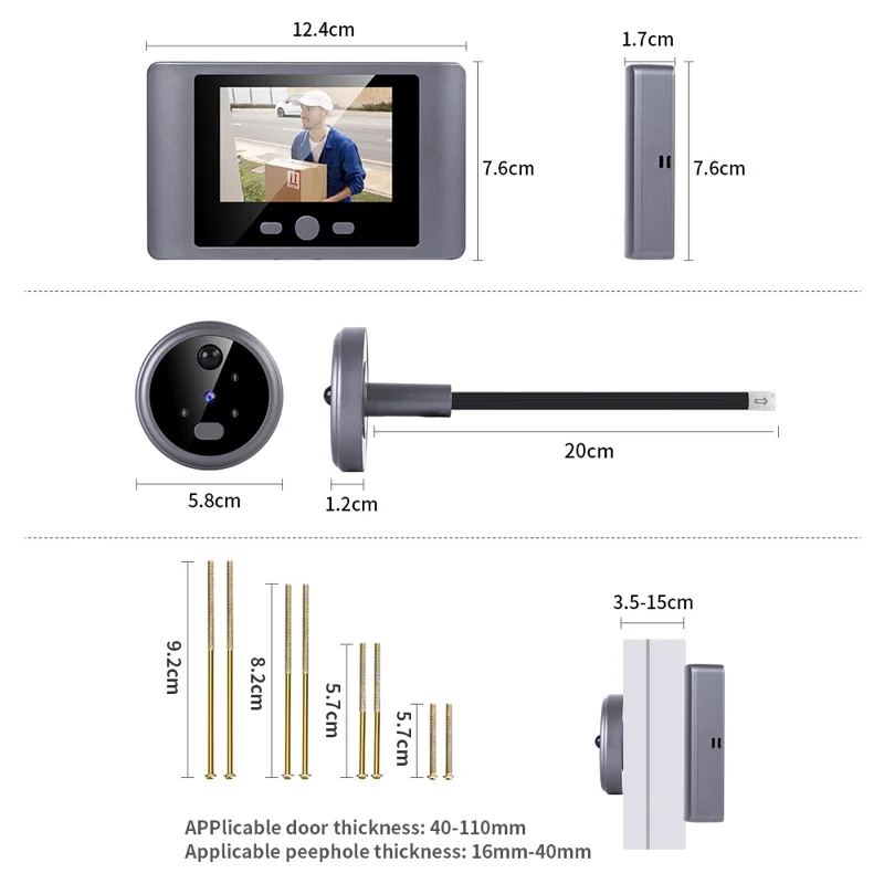 Câmera de Visor de Porta N100 com Display Colorido de 2,8 Polegadas, Campainha de Vídeo com Visão Noturna e Detecção de Movimento