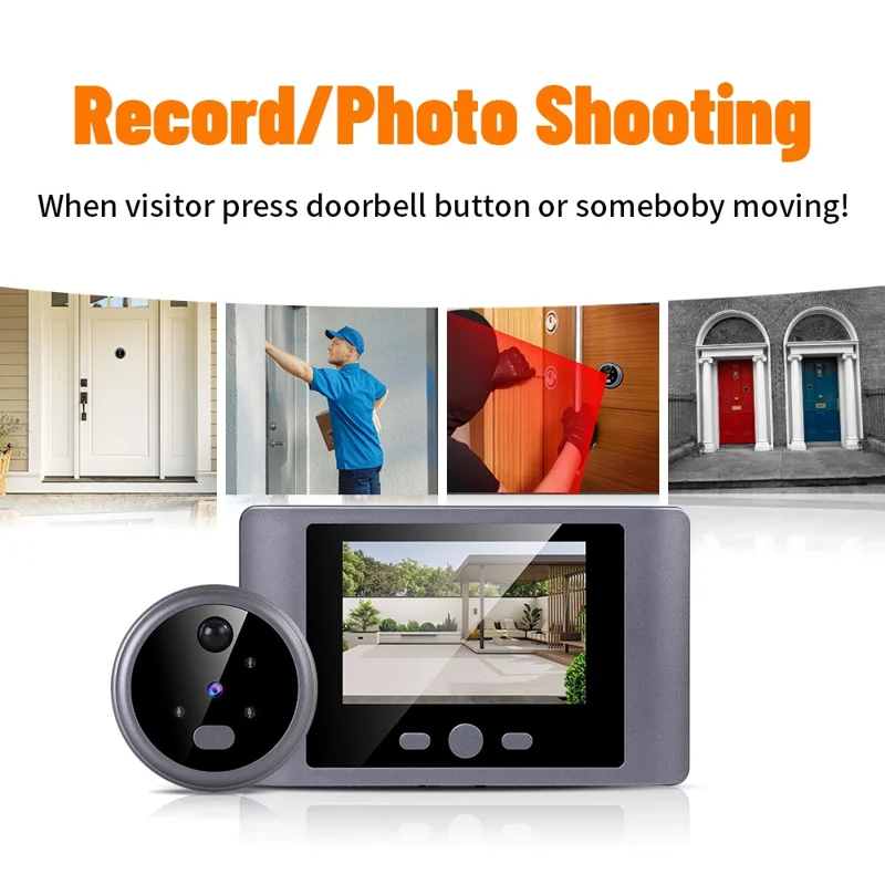 Câmera de Visor de Porta N100 com Display Colorido de 2,8 Polegadas, Campainha de Vídeo com Visão Noturna e Detecção de Movimento