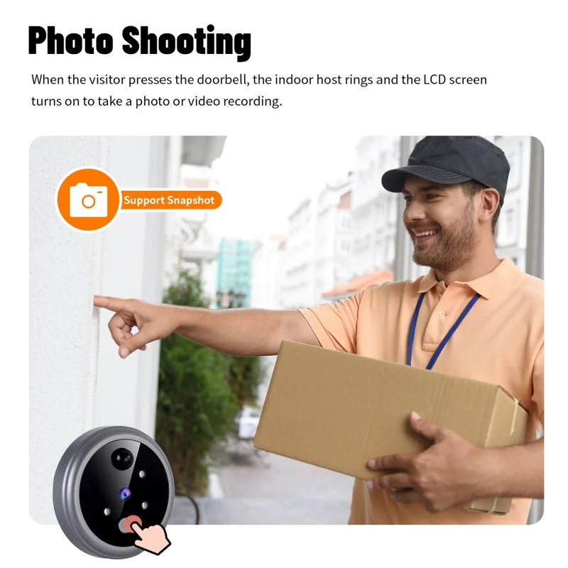Câmera de Visor de Porta N100 com Display Colorido de 2,8 Polegadas, Campainha de Vídeo com Visão Noturna e Detecção de Movimento