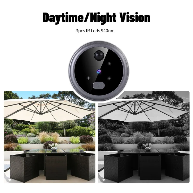 Câmera de Visor de Porta N100 com Display Colorido de 2,8 Polegadas, Campainha de Vídeo com Visão Noturna e Detecção de Movimento