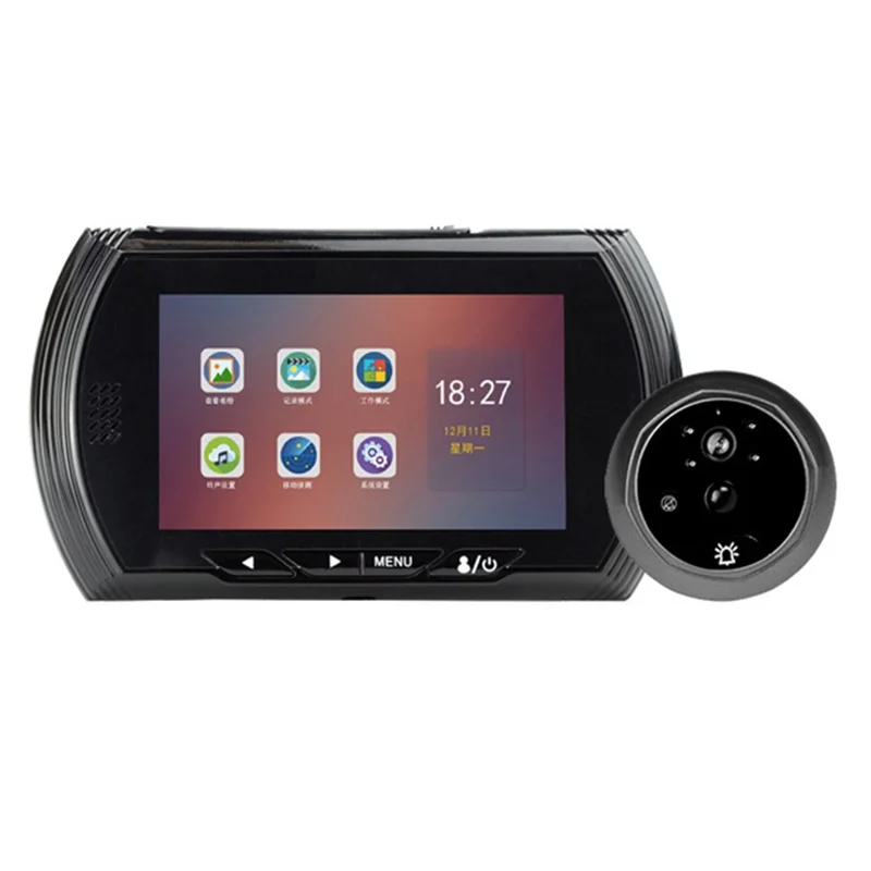 Visor electrónico de 4,5 pulgadas para mirilla con detección de movimiento, grabación de fotos y vídeo, timbre de vídeo 45AHD-M