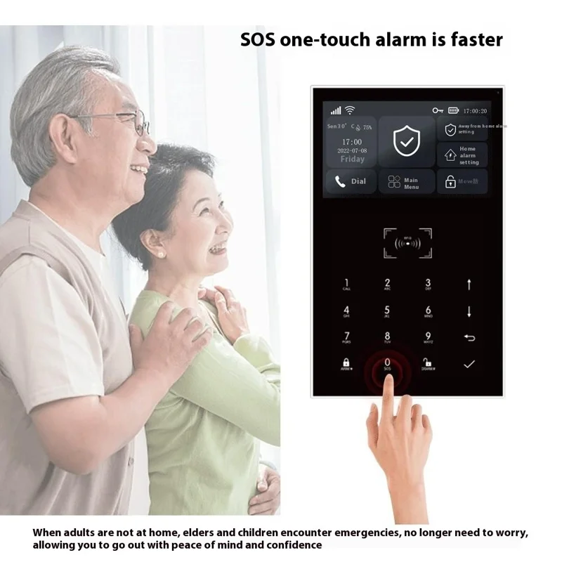 PG-109 Sistema de Alarme Residencial com Tela Sensível ao Toque de 4,3 Polegadas, 2G + Wi-Fi, Compatível com Tuya / Alexa com Função de Campainha - Plugue dos EUA