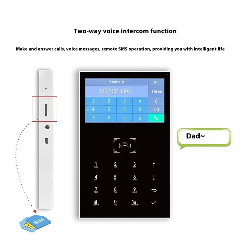 PG-109 Sistema de Alarme Residencial com Tela Sensível ao Toque de 4,3 Polegadas, 2G + Wi-Fi, Compatível com Tuya / Alexa com Função de Campainha - Plugue dos EUA