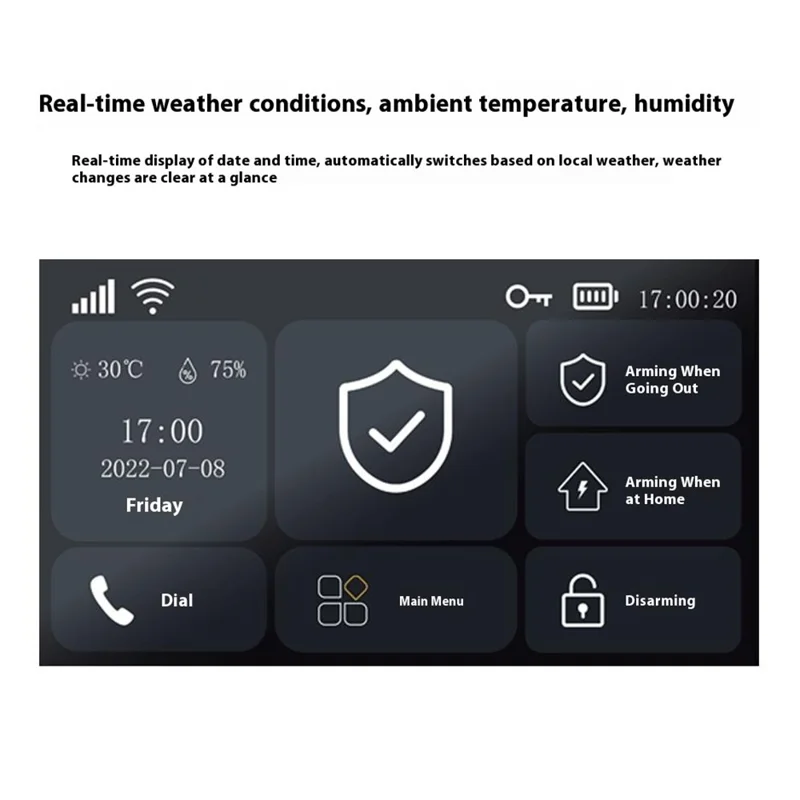 PG-109 Sistema de Alarme Residencial com Tela Sensível ao Toque de 4,3 Polegadas, 2G + Wi-Fi, Compatível com Tuya / Alexa com Função de Campainha - Plugue dos EUA