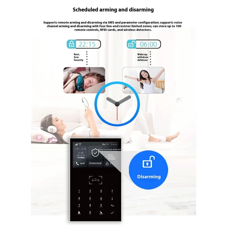 PG-109 Sistema de Alarme Residencial com Tela Sensível ao Toque de 4,3 Polegadas, 2G + Wi-Fi, Compatível com Tuya / Alexa com Função de Campainha - Plugue dos EUA