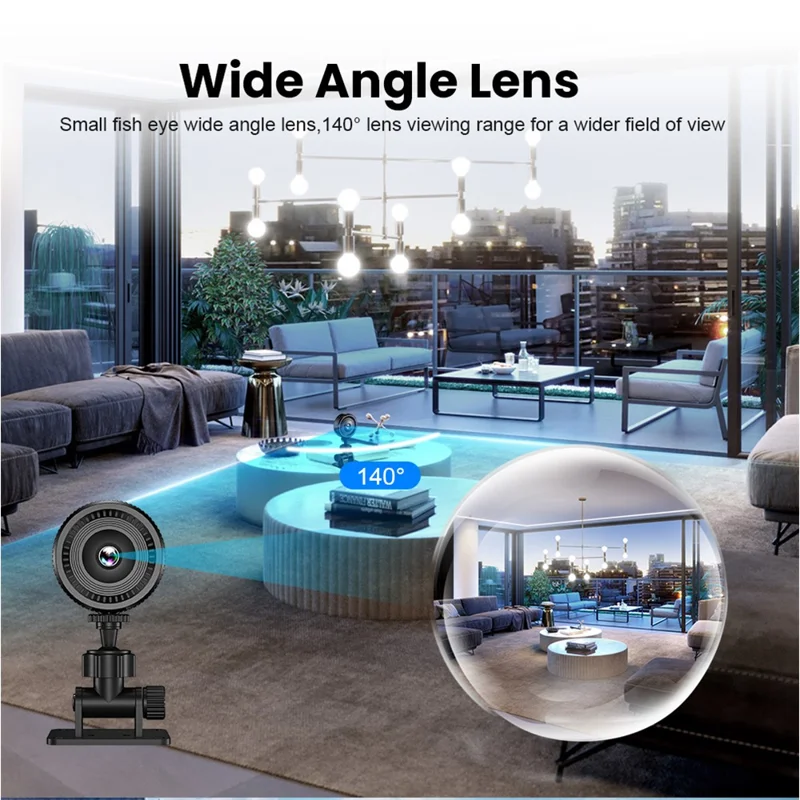Telecamera di sicurezza domestica C8 con scheda TF da 32 GB, sorveglianza wireless WiFi, mini telecamera con microfono e rilevamento del movimento
