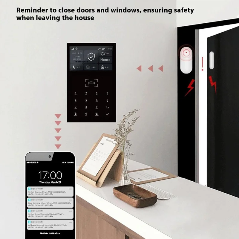PG-109 Sistema de Alarme Inteligente de Segurança Residencial 4G com Wi-Fi, Alarme Anti-Invasão sem Fio com Controle Remoto - Plug Europeu