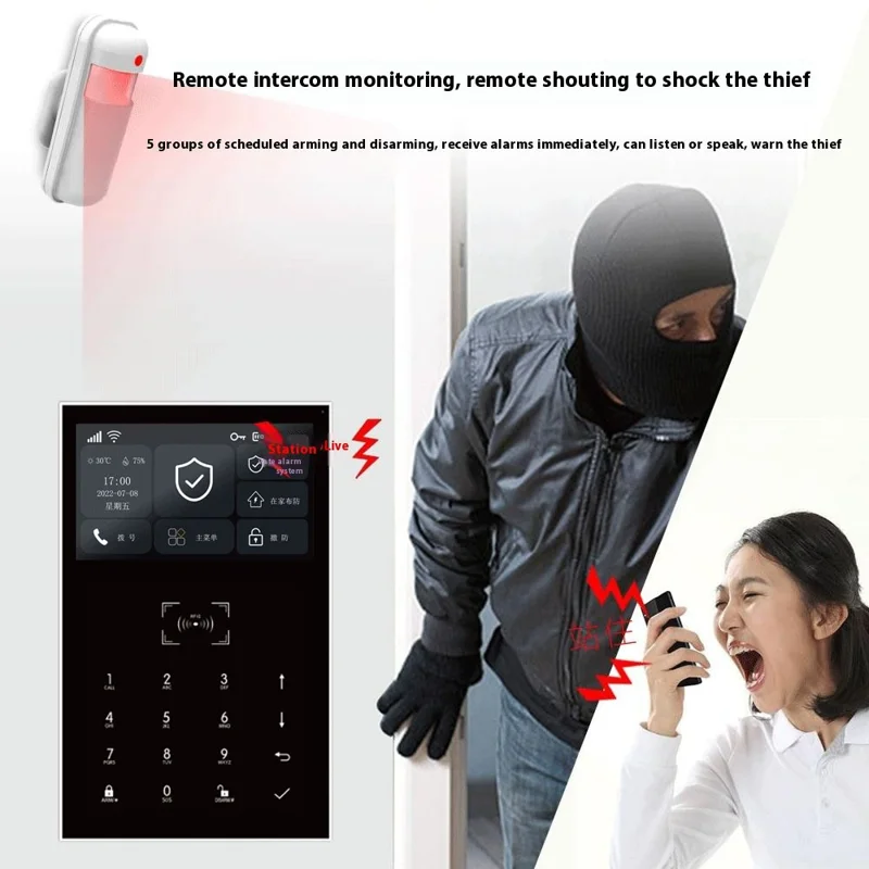 PG-109 Sistema de Alarme Inteligente de Segurança Residencial 4G com Wi-Fi, Alarme Anti-Invasão sem Fio com Controle Remoto - Plug Europeu
