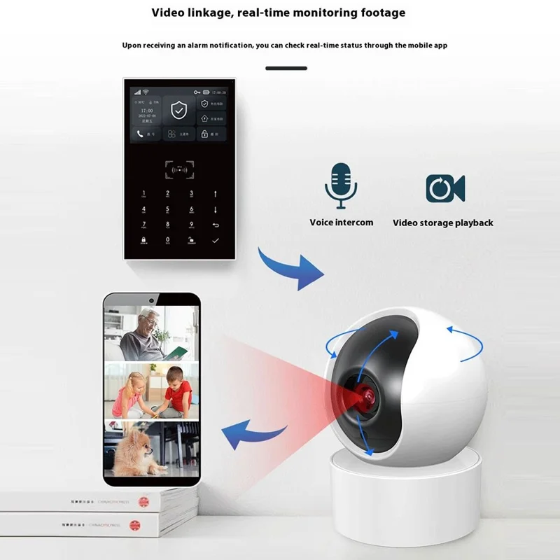 PG-109 Sistema de Alarme Inteligente de Segurança Residencial 4G com Wi-Fi, Alarme Anti-Invasão sem Fio com Controle Remoto - Plug Europeu