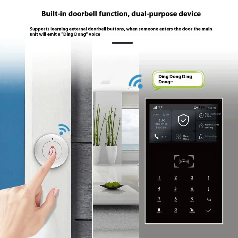 PG-109 Sistema de Alarme Inteligente de Segurança Residencial 4G com Wi-Fi, Alarme Anti-Invasão sem Fio com Controle Remoto - Plug Europeu
