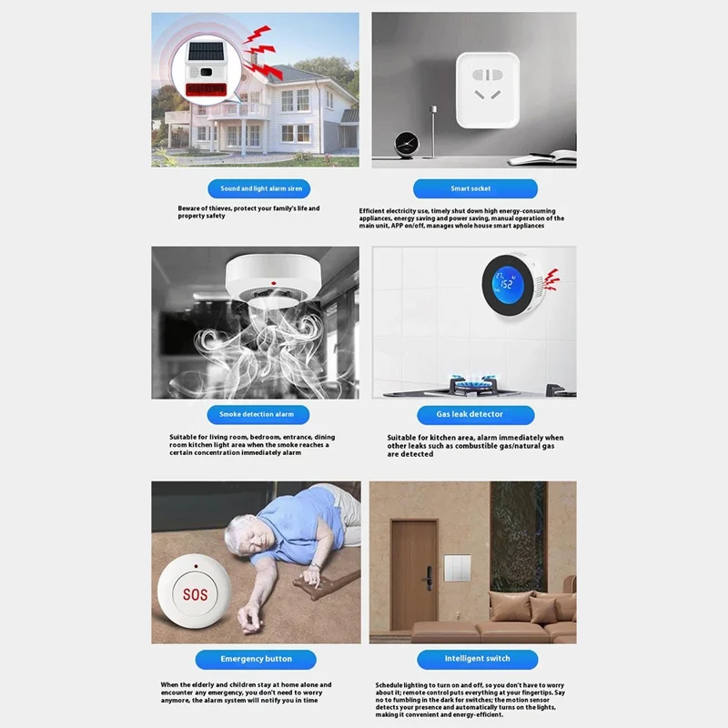 PG-109 Sistema de Alarme Inteligente de Segurança Residencial 4G com Wi-Fi, Alarme Anti-Invasão sem Fio com Controle Remoto - Plug Europeu