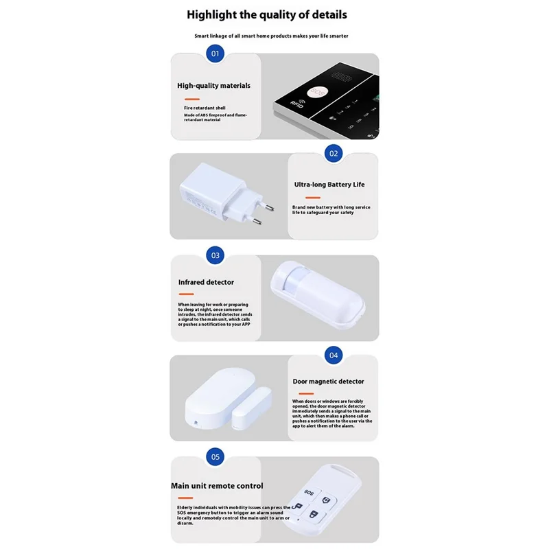 Sistema de alarme inteligente de segurança doméstica PG-108 Controle remoto por aplicativo Alerta de intrusão sem fio, versão WiFi + 2G - Plugue europeu