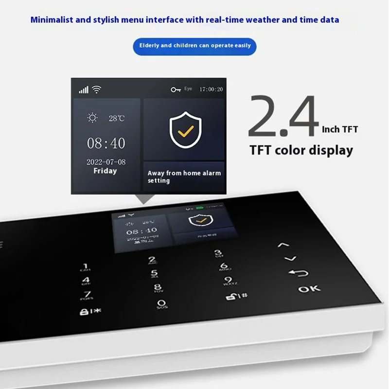 Sistema de alarme inteligente de segurança doméstica PG-108 Controle remoto por aplicativo Alerta de intrusão sem fio, versão WiFi + 2G - Plugue europeu