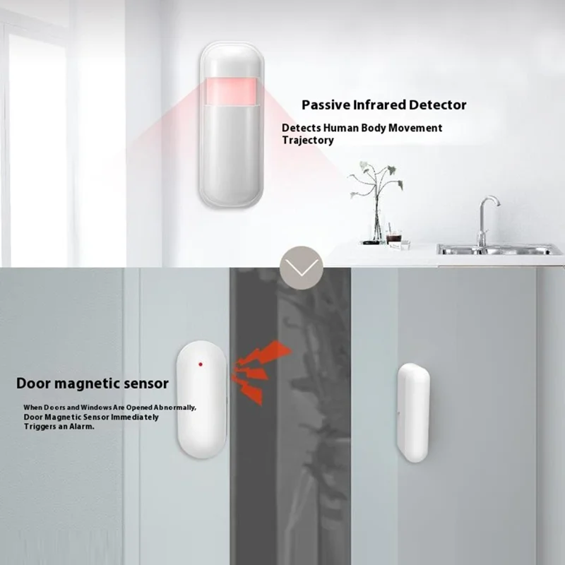 Sistema de alarme inteligente de segurança doméstica PG-108 Controle remoto por aplicativo Alerta de intrusão sem fio, versão WiFi + 2G - Plugue europeu