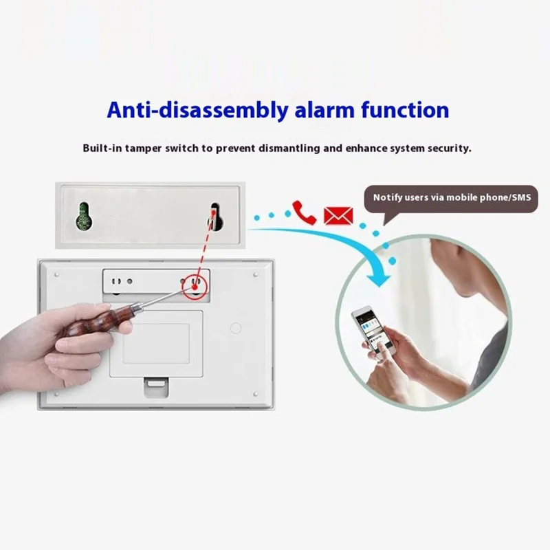 PG-108 Sistema de Alarme Inteligente para Segurança Residencial com Controle Remoto por Aplicativo, Versão WiFi + 4G - Plugue EU