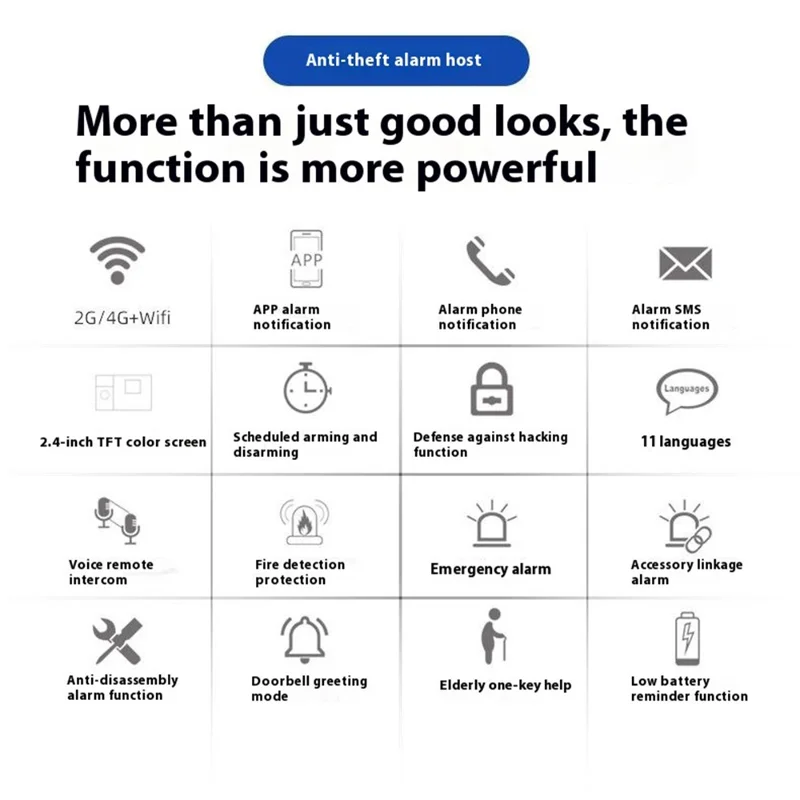 نظام إنذار ذكي لتأمين المنزل PG-108، تحكم عن بعد عبر التطبيق، إنذار ضد السرقة لاسلكي، إصدار واي فاي + 4G - قابس أمريكي