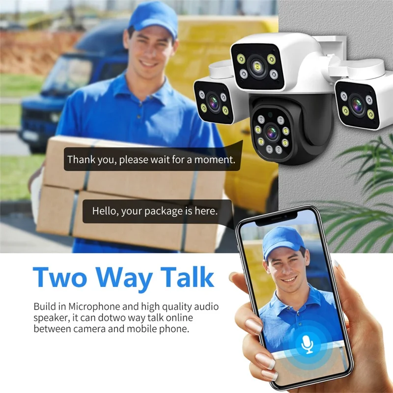 ESCAM PT223 Cámara de Seguridad Exterior con 3 x 4MP, WiFi, Detección de Movimiento y Audio Bidireccional - Enchufe UE